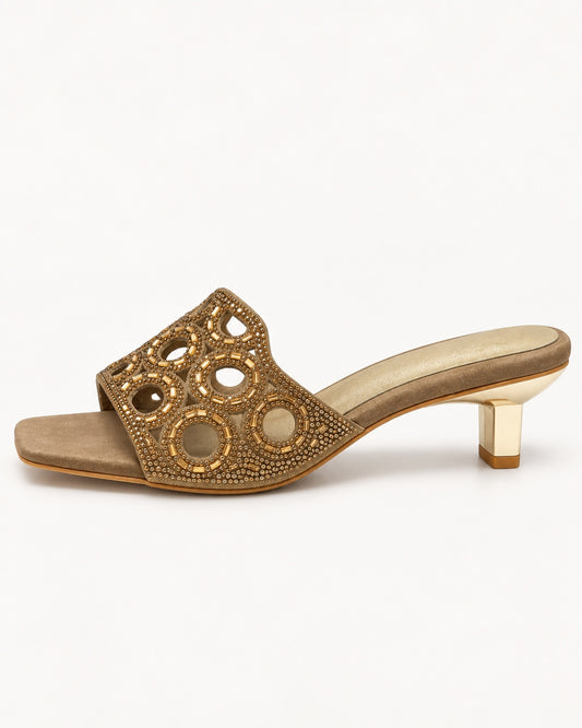 Embellished Square Kitten Heels