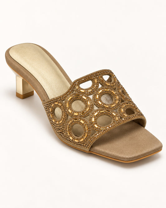 Embellished Square Kitten Heels