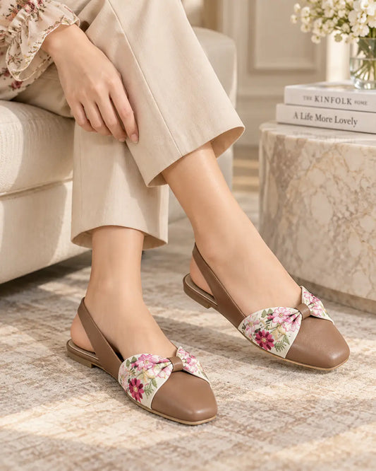 Embroidered Bow Mules