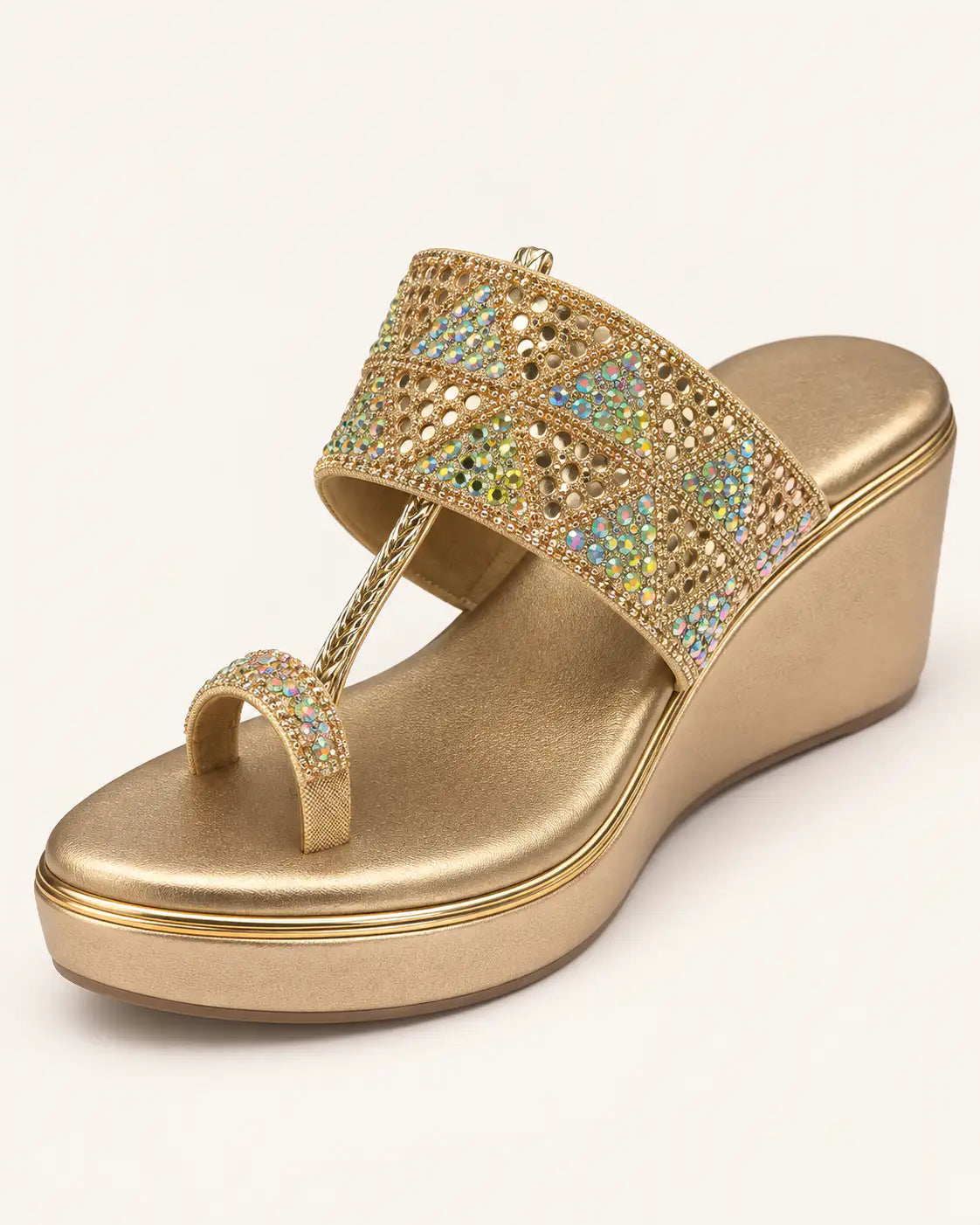 Embellished Toe-Loop Wedges
