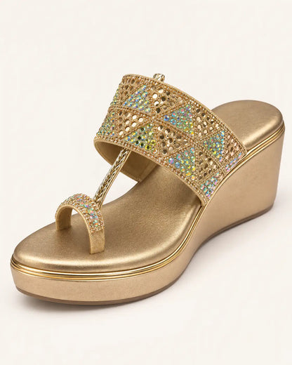 Embellished Toe-Loop Wedges