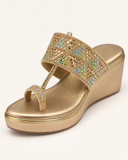 Embellished Toe-Loop Wedges
