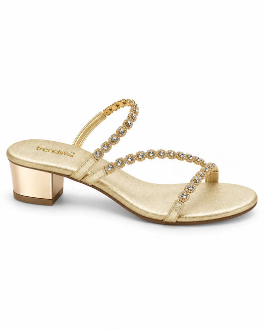 Embellished Low Block Heels