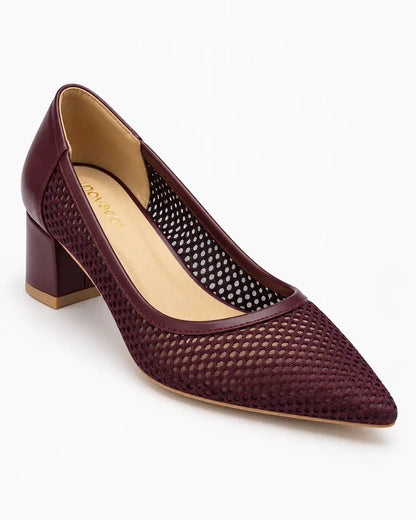 Netted Belly Block Heels
