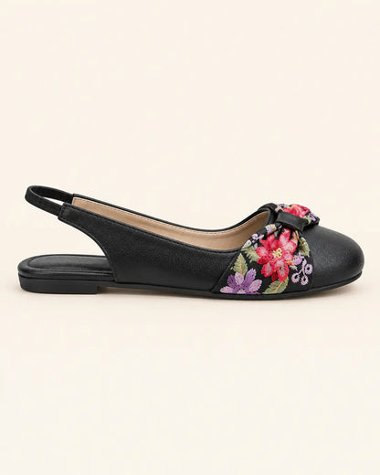 Embroidered Bow Mules