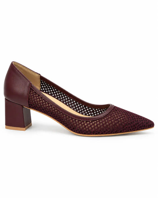 Netted Belly Block Heels
